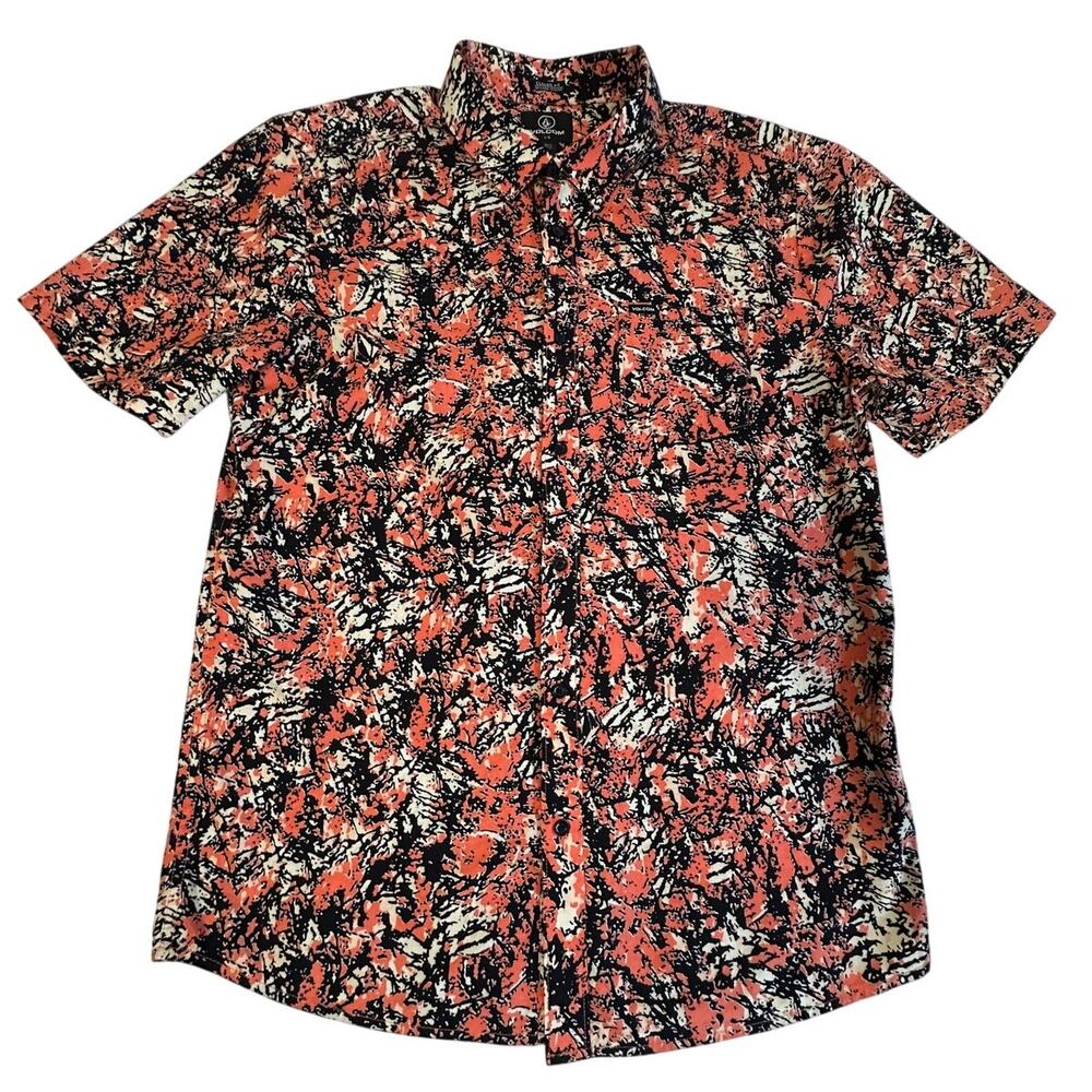 Volcom Floral Button Shirt Mens L Short Sleeve